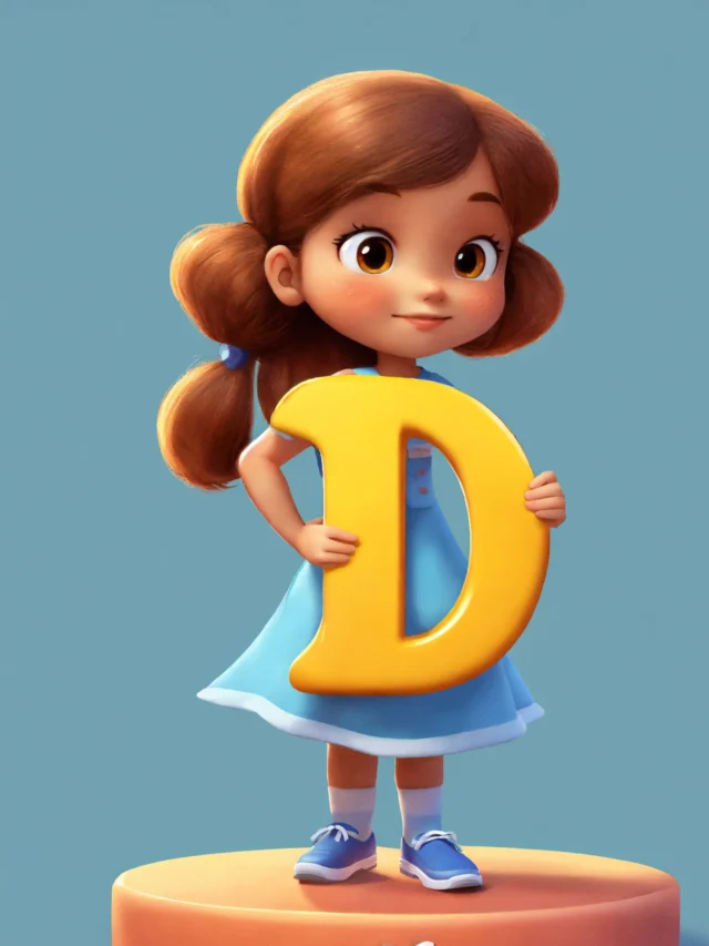 menina segurado a letra D