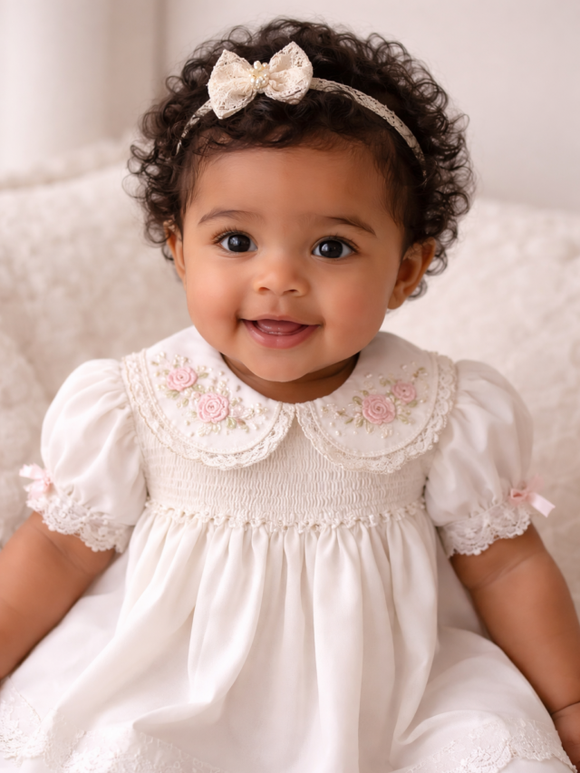 uma menina de vestido branco